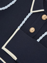 3-9 yrs Piped Knitted Skater Dress in Navy