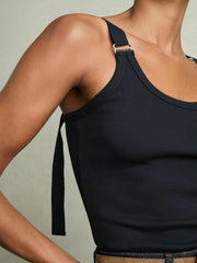 Stretch-Cotton D-Ring Strap Vest in Navy