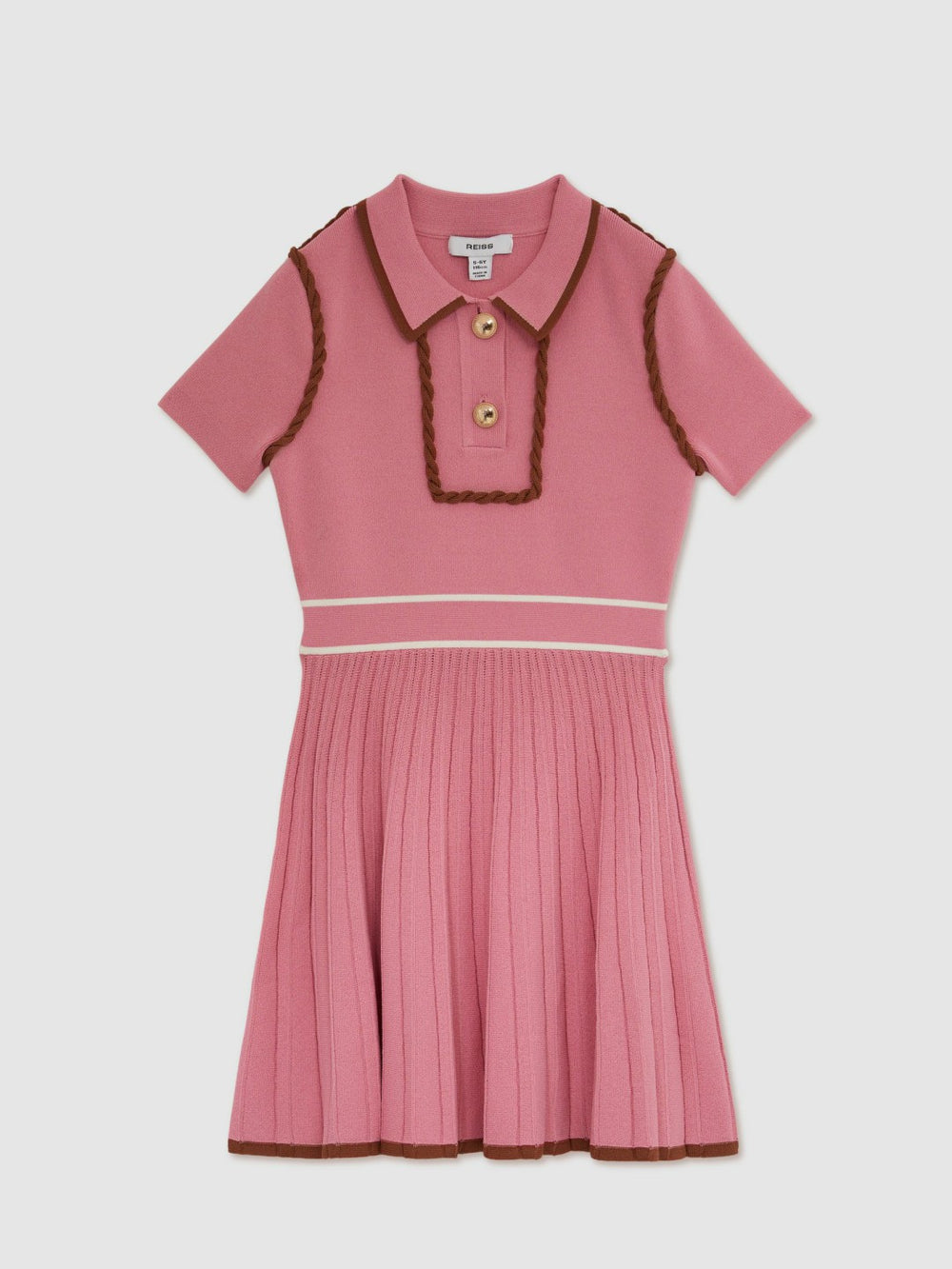 3-9 yrs Twist-Piped Knitted Dress in Pink