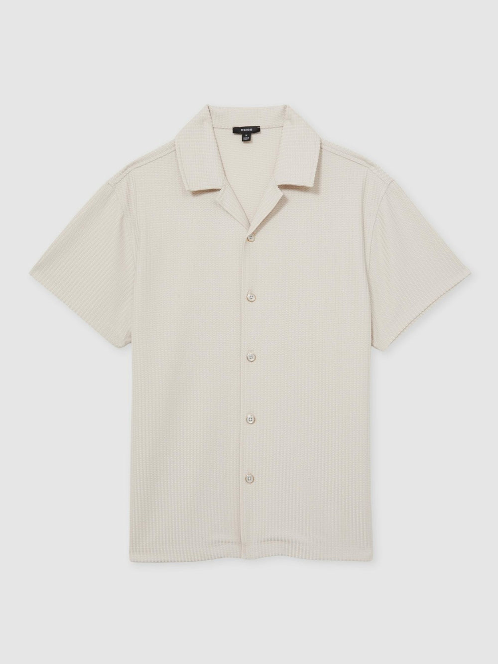 Textured-Knit Cuban-Collar Shirt in Champagne