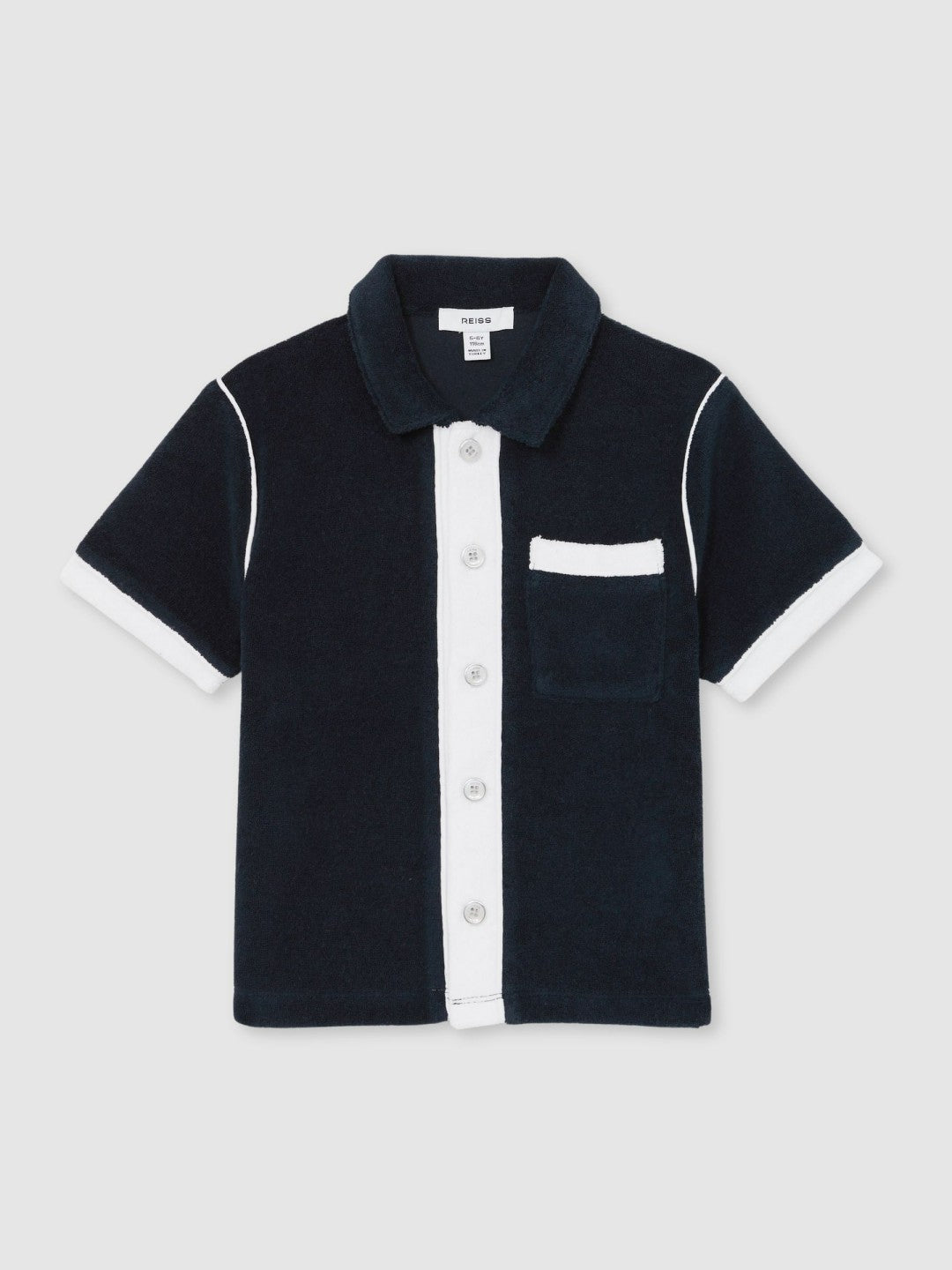 9-13 yrs Velour Colour-Block Shirt in Blue Multi