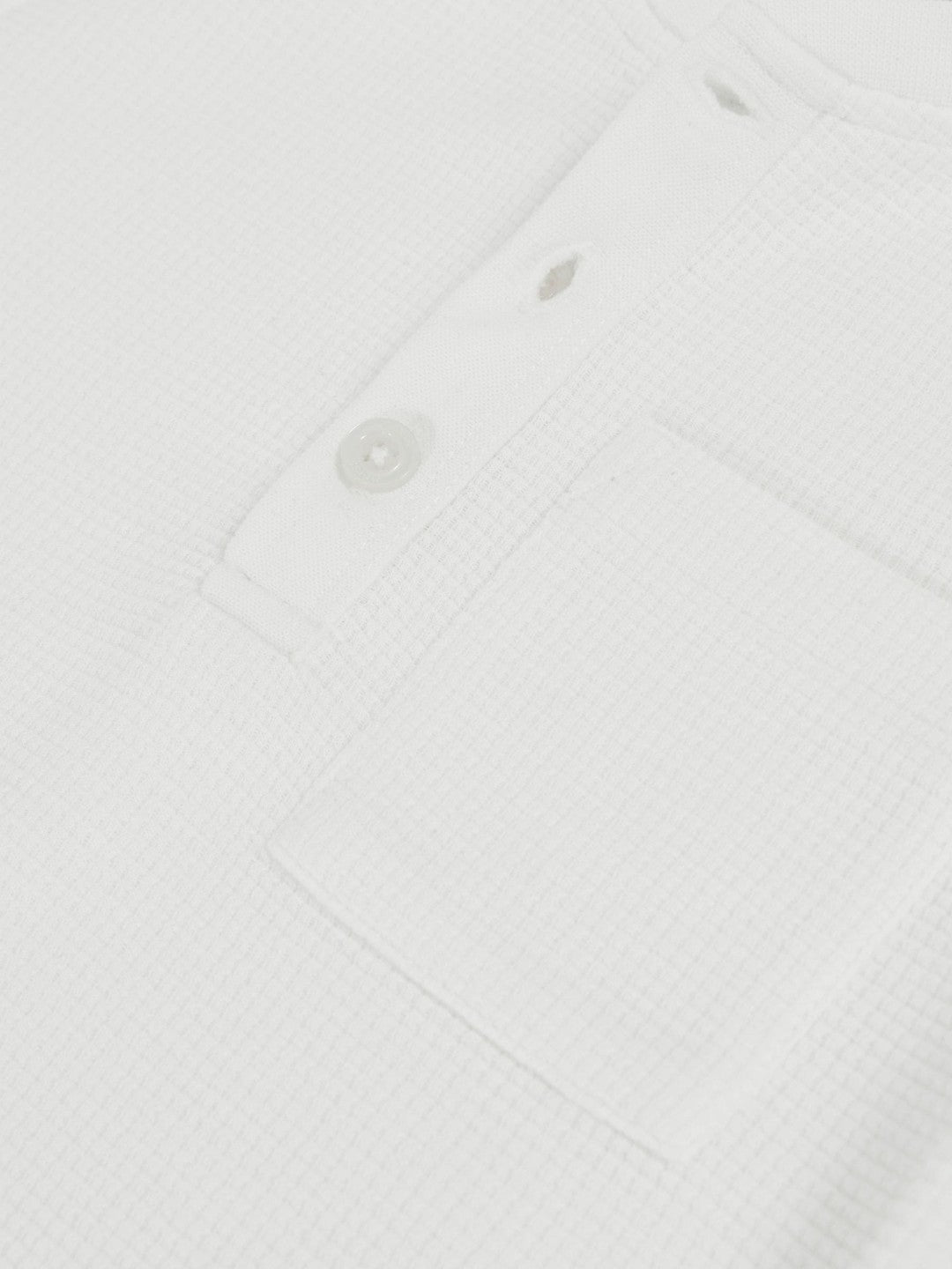9-13 yrs Cotton-Blend Waffle Henley T-Shirt in White