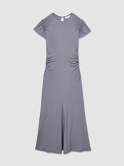 Modal Blend Ruched Jersey Dress in Grey