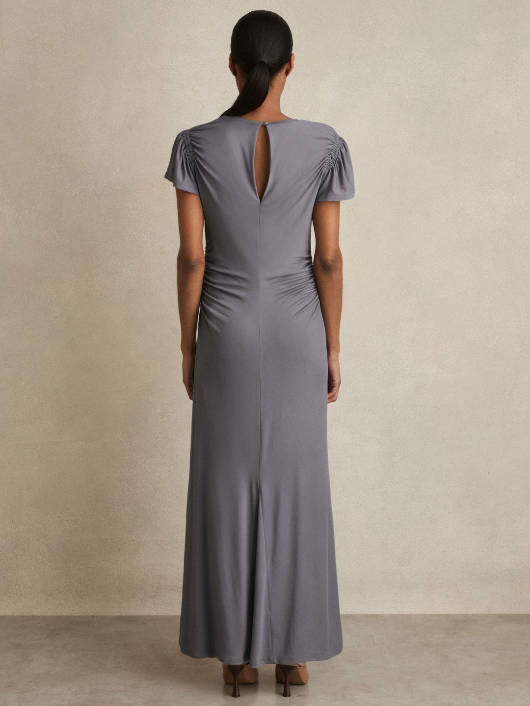 Modal Blend Ruched Jersey Dress in Grey