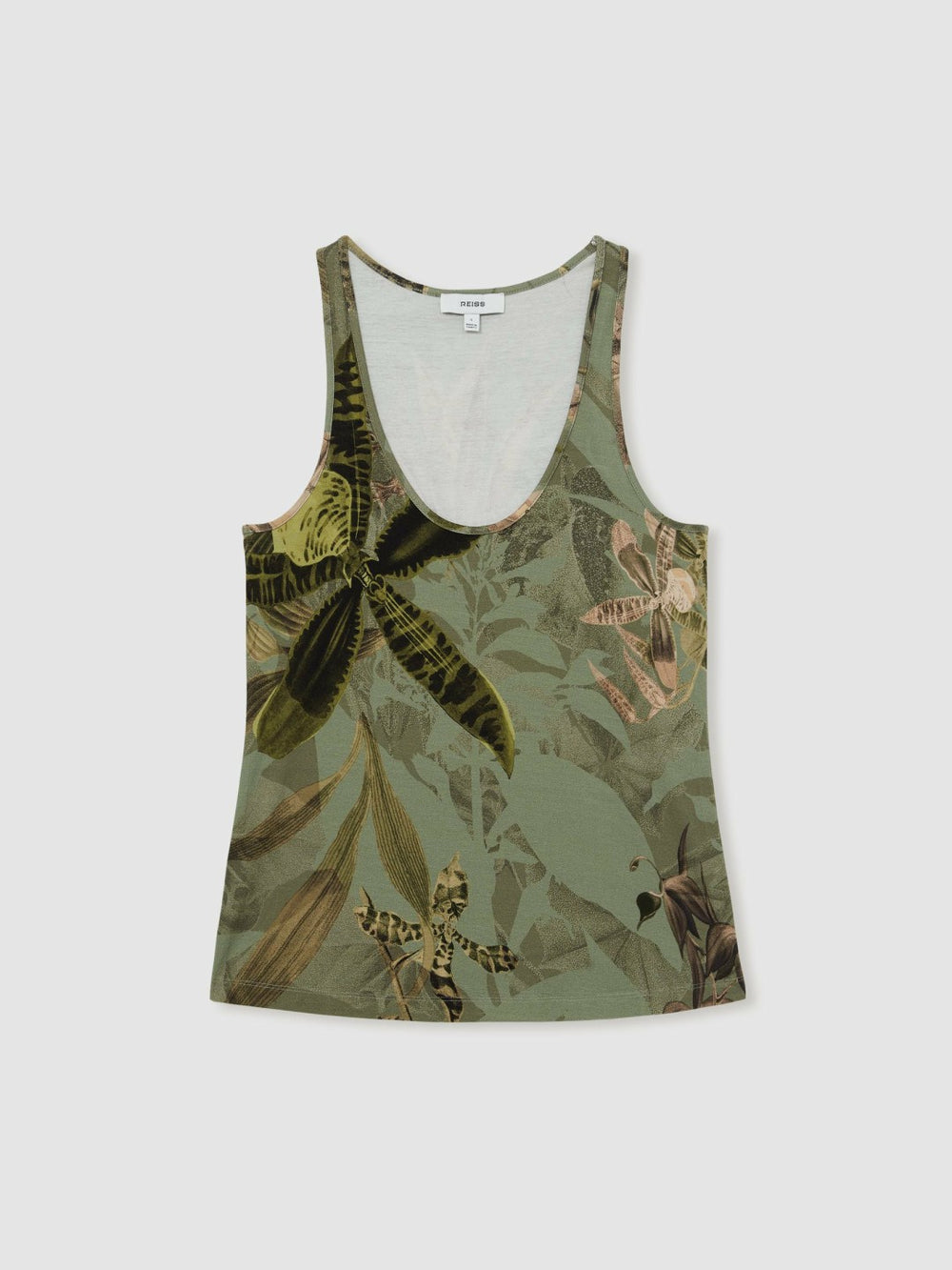 | NYBG Floral Scoop-Neck Vest in Khaki