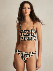 Chain Print Bikini Bottoms in Brown/Cream