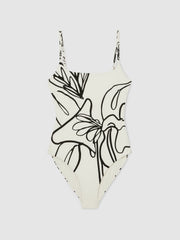 | NYBG Floral Graffiti Swimsuit in Ivory
