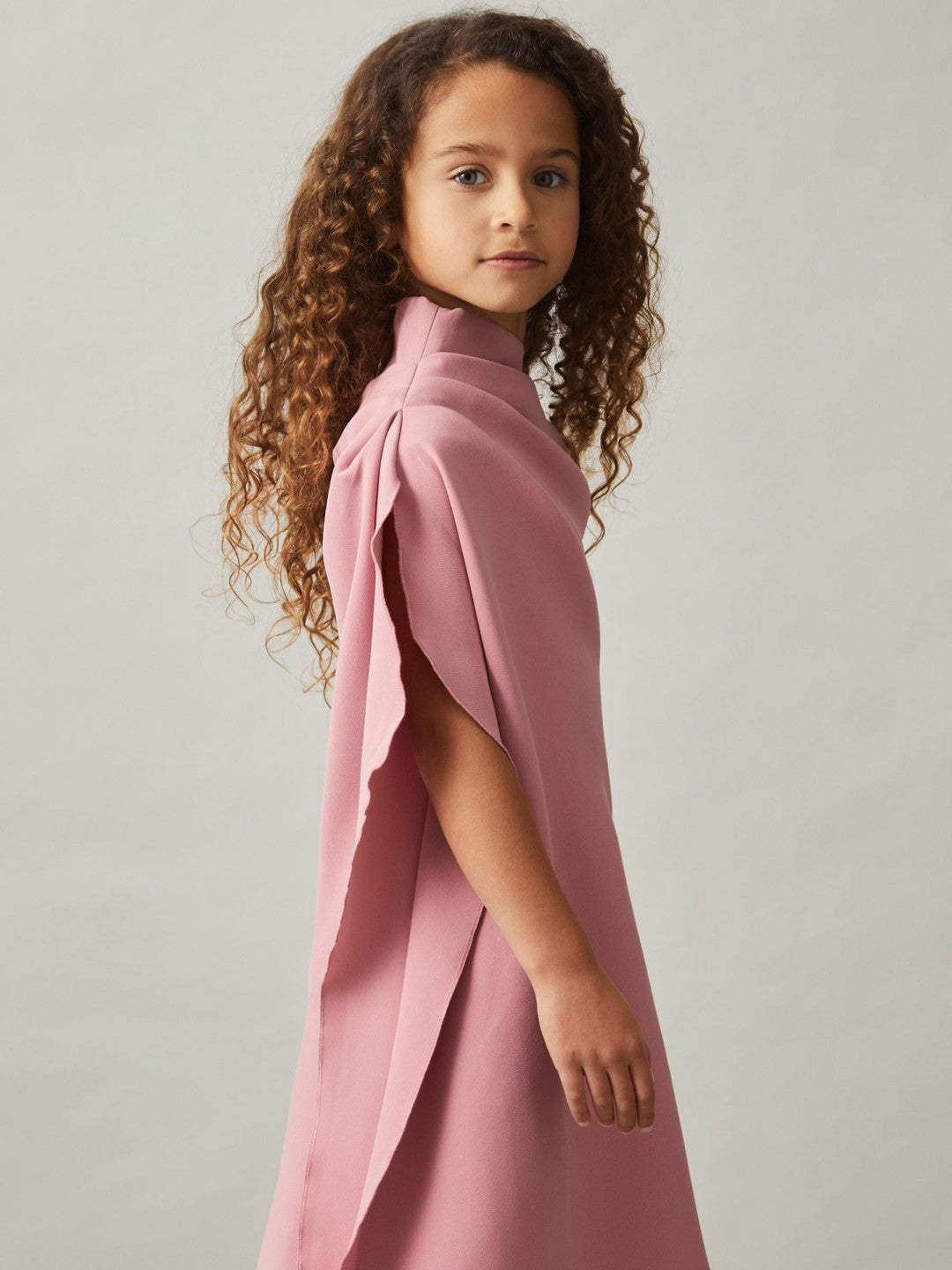 4-9 yrs One-Shoulder Draped Dress in Pink