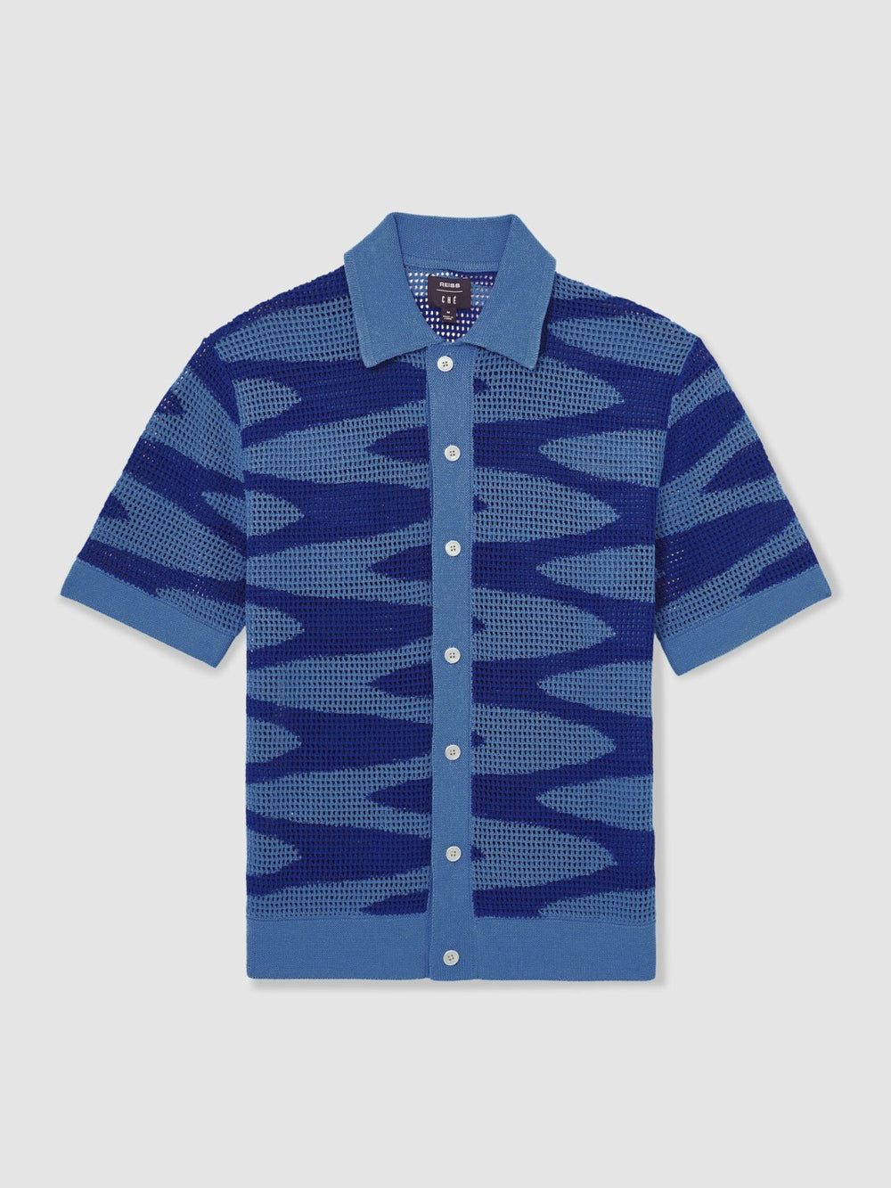 | Ché Wave Crochet Shirt in Blue