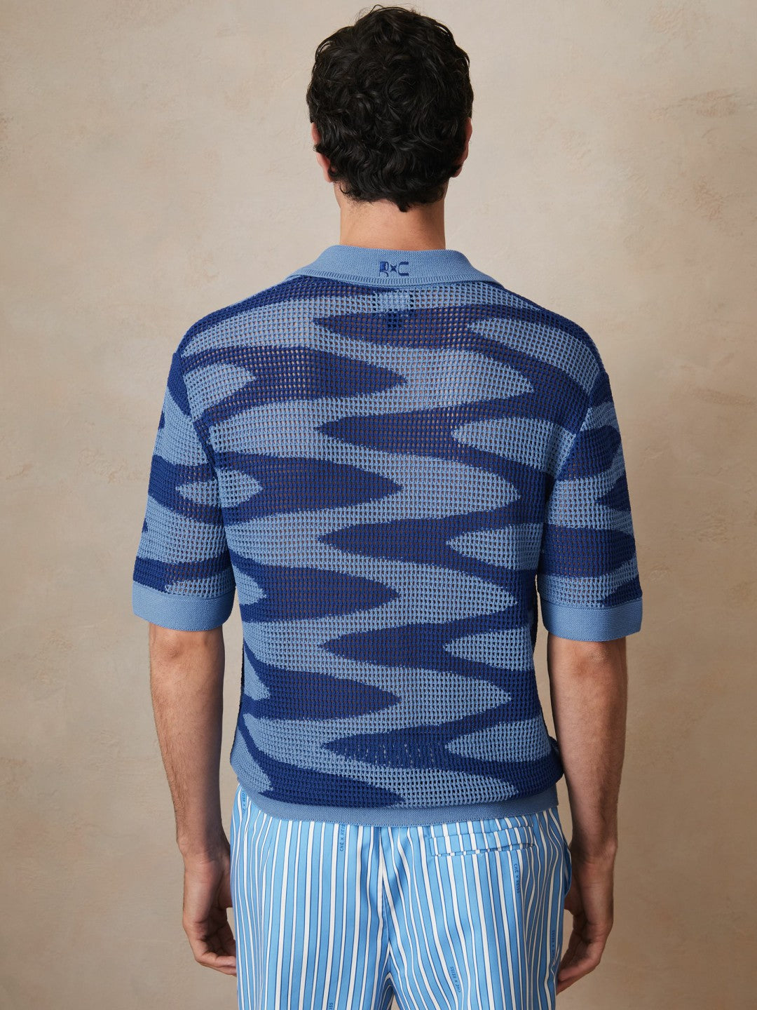 | Ché Wave Crochet Shirt in Blue