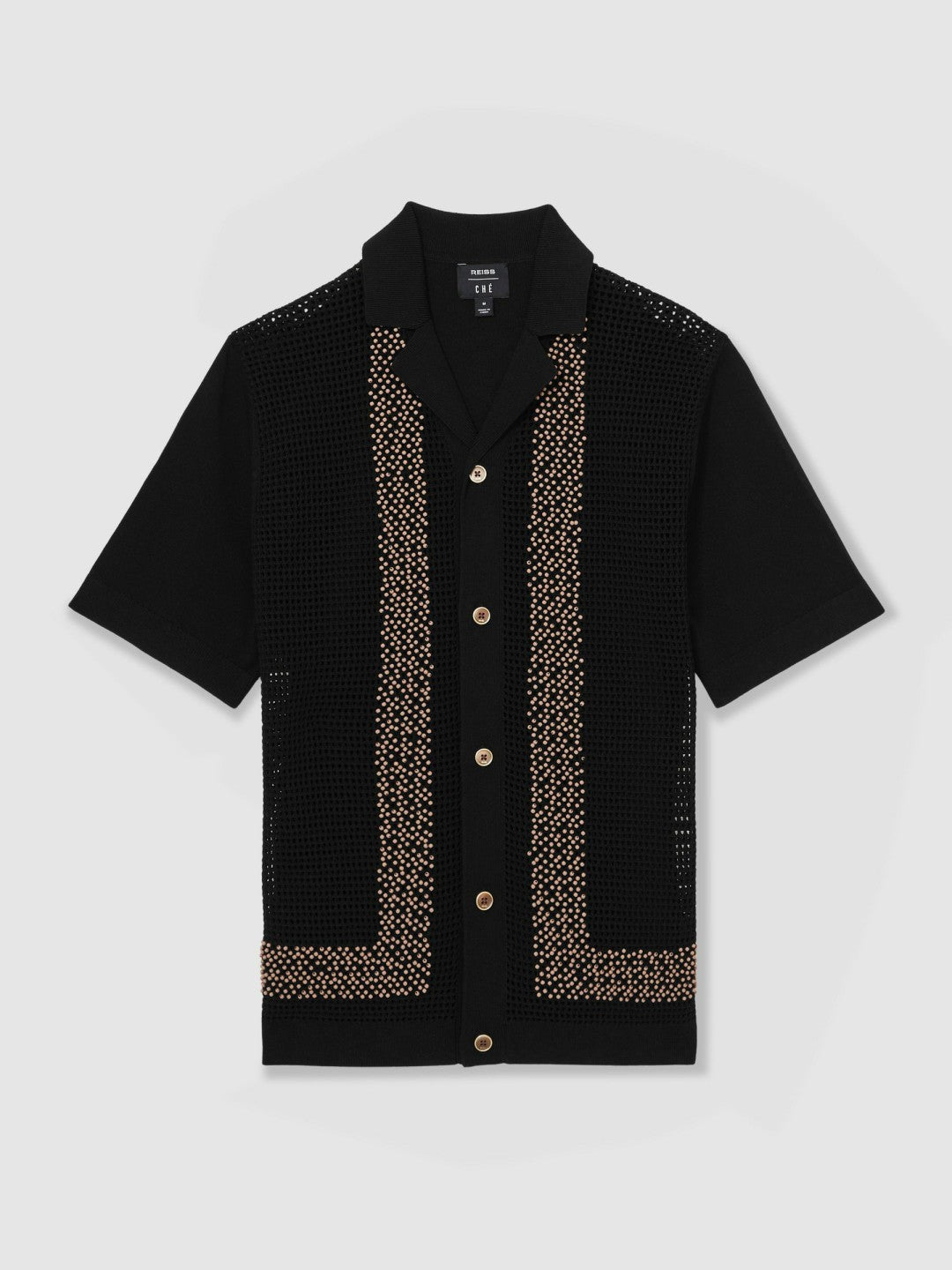 | Ché Beaded Crochet Shirt in Black