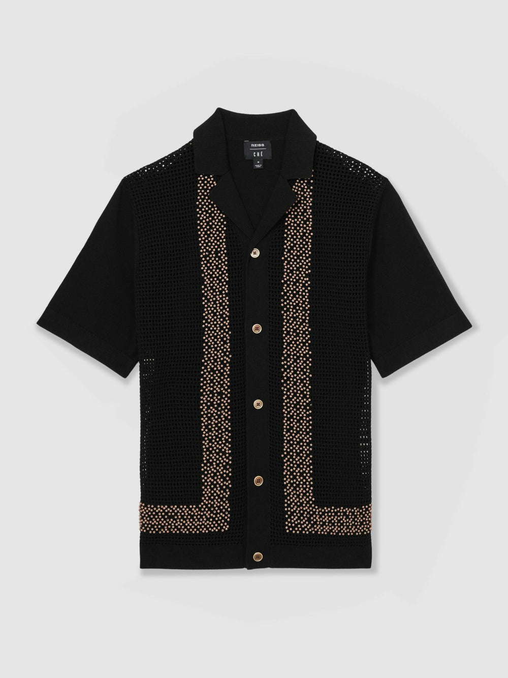 | Ché Beaded Crochet Shirt in Black