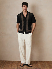 | Ché Beaded Crochet Shirt in Black