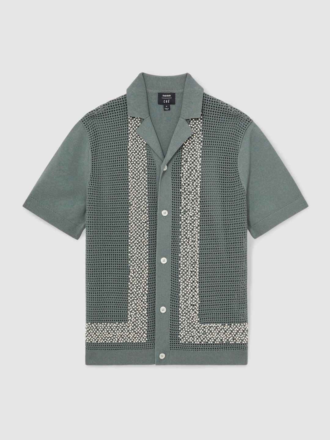 | Ché Beaded Crochet Shirt in Sage