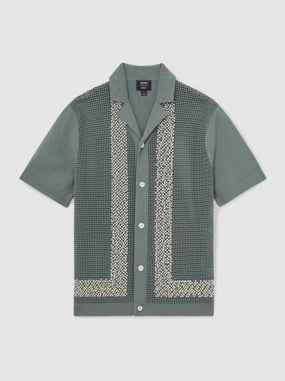 | Ché Beaded Crochet Shirt in Sage