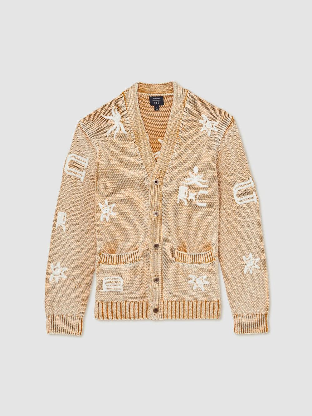 | Ché Motif-Embroidered Cardigan in Camel