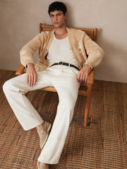 | Ché Motif-Embroidered Cardigan in Camel