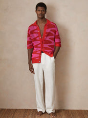| Ché Wave Crochet Shirt in Pink