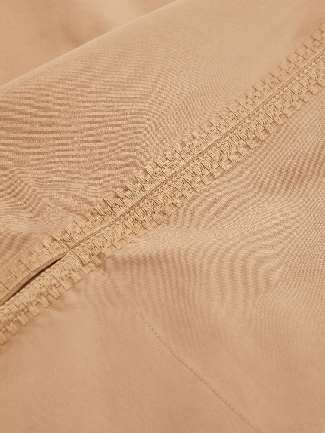 Cotton Blend Craft Stitch Collared Top in Camel