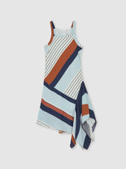 9-13 yrs Stripe-Print Handkerchief Dress in Blue Print