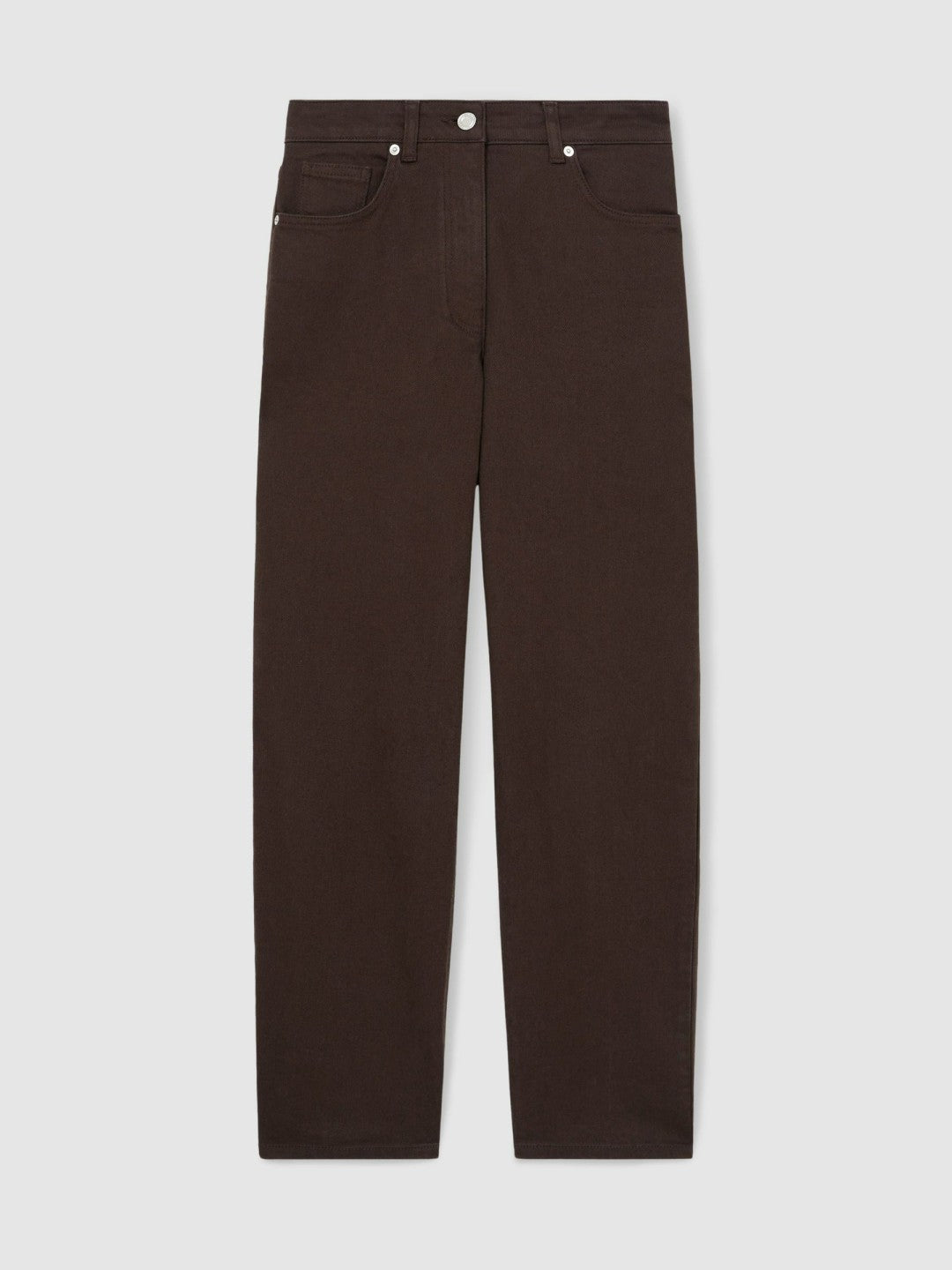 Petite Mid-Rise Straight-Leg Jeans in Chocolate