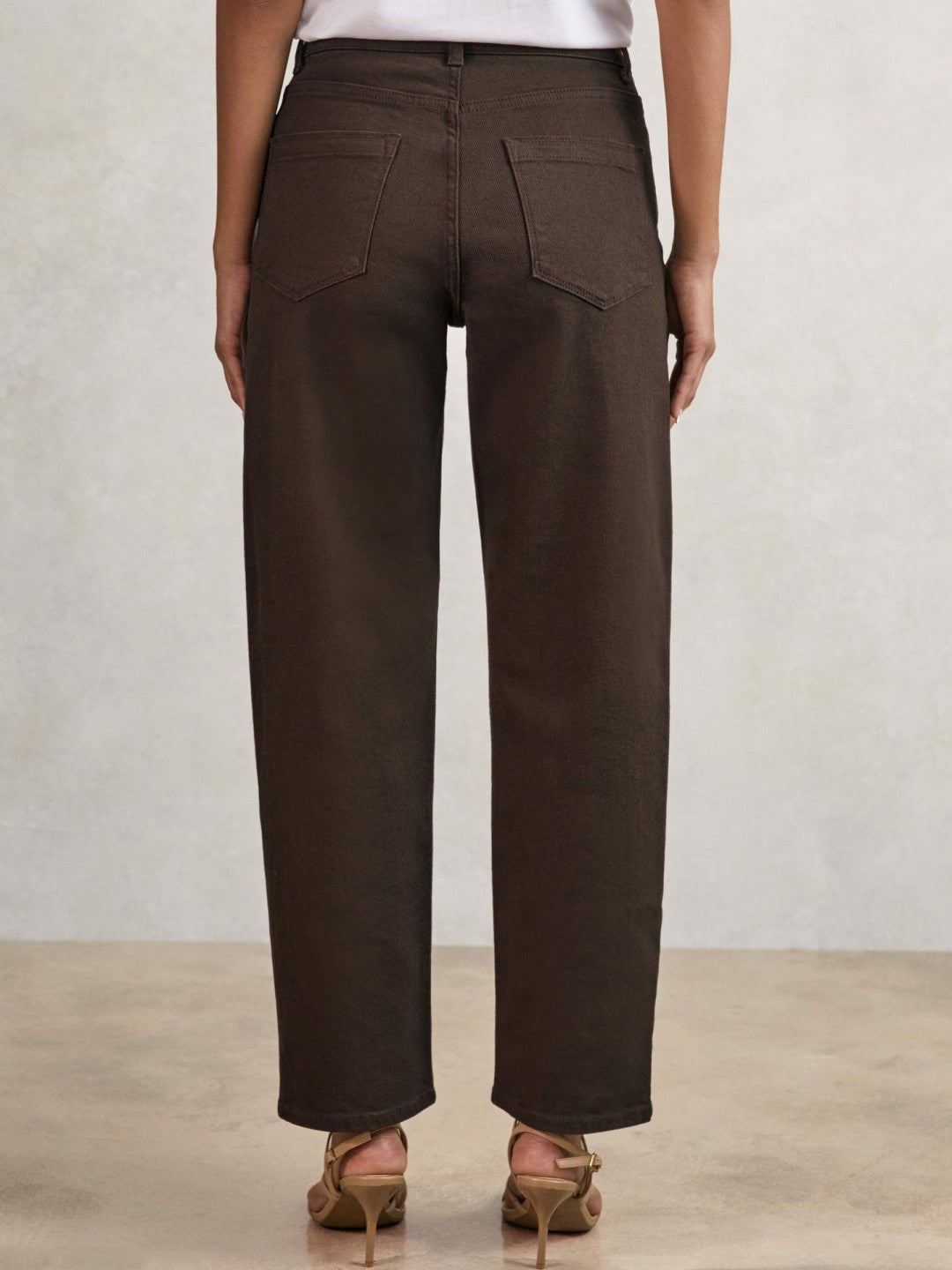 Petite Mid-Rise Straight-Leg Jeans in Chocolate