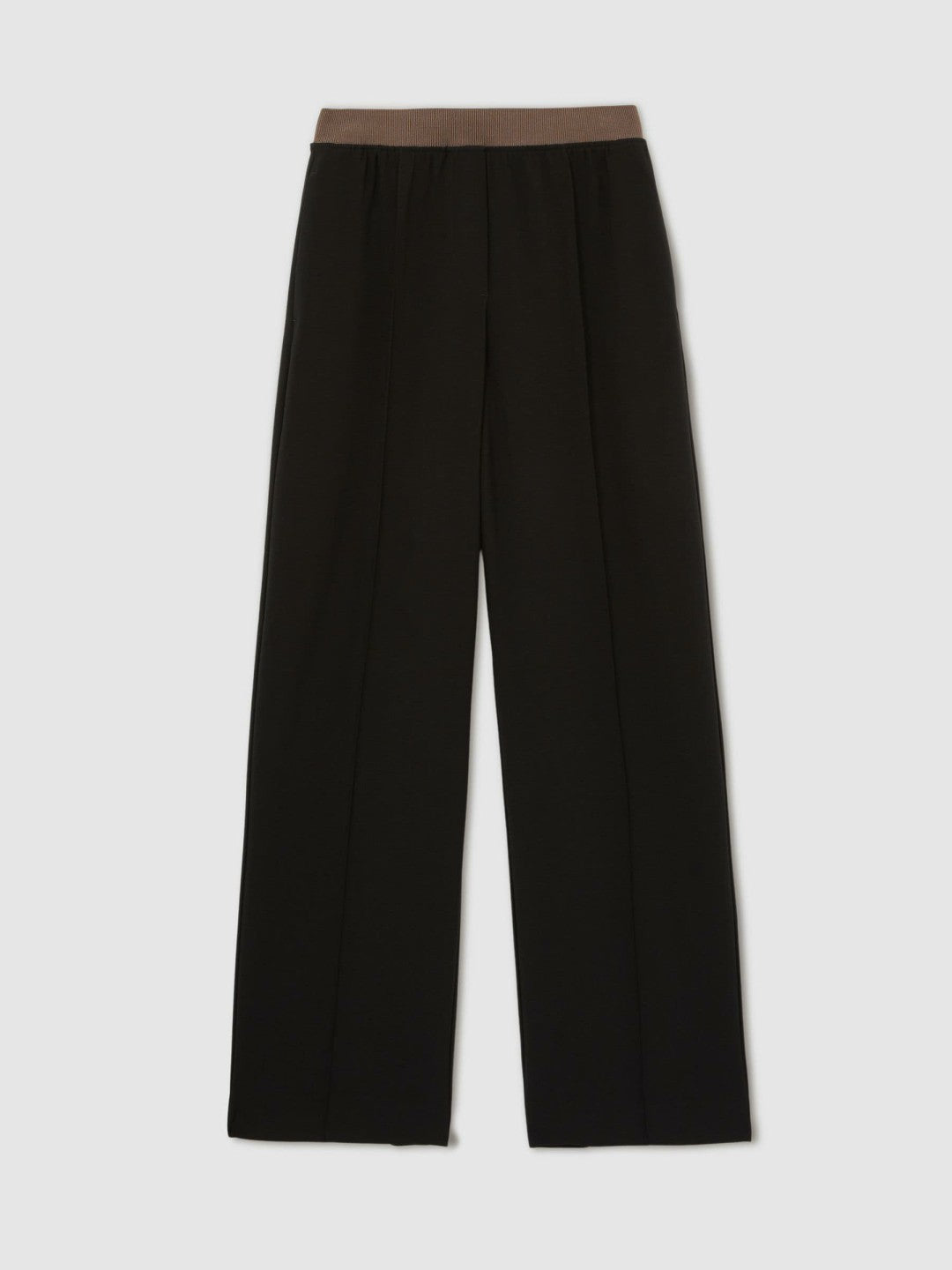 Petite Wide-Leg Elasticated-Waist Trousers in Black