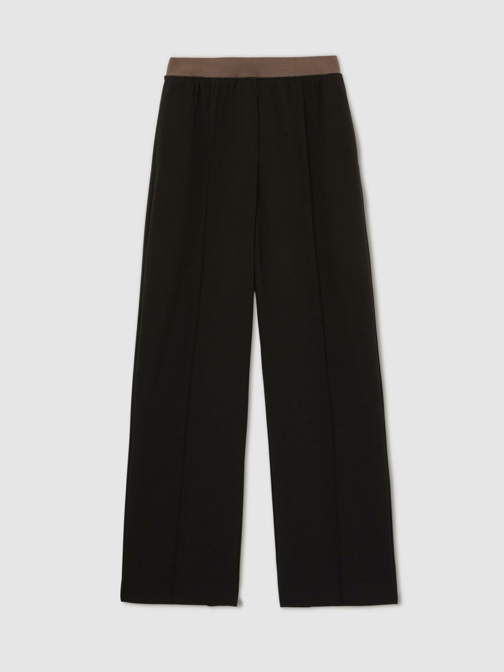 Petite Wide-Leg Elasticated-Waist Trousers in Black