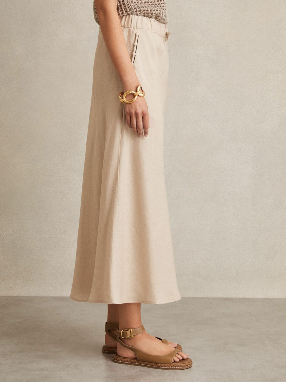 Slip Midi Skirt in Neutral
