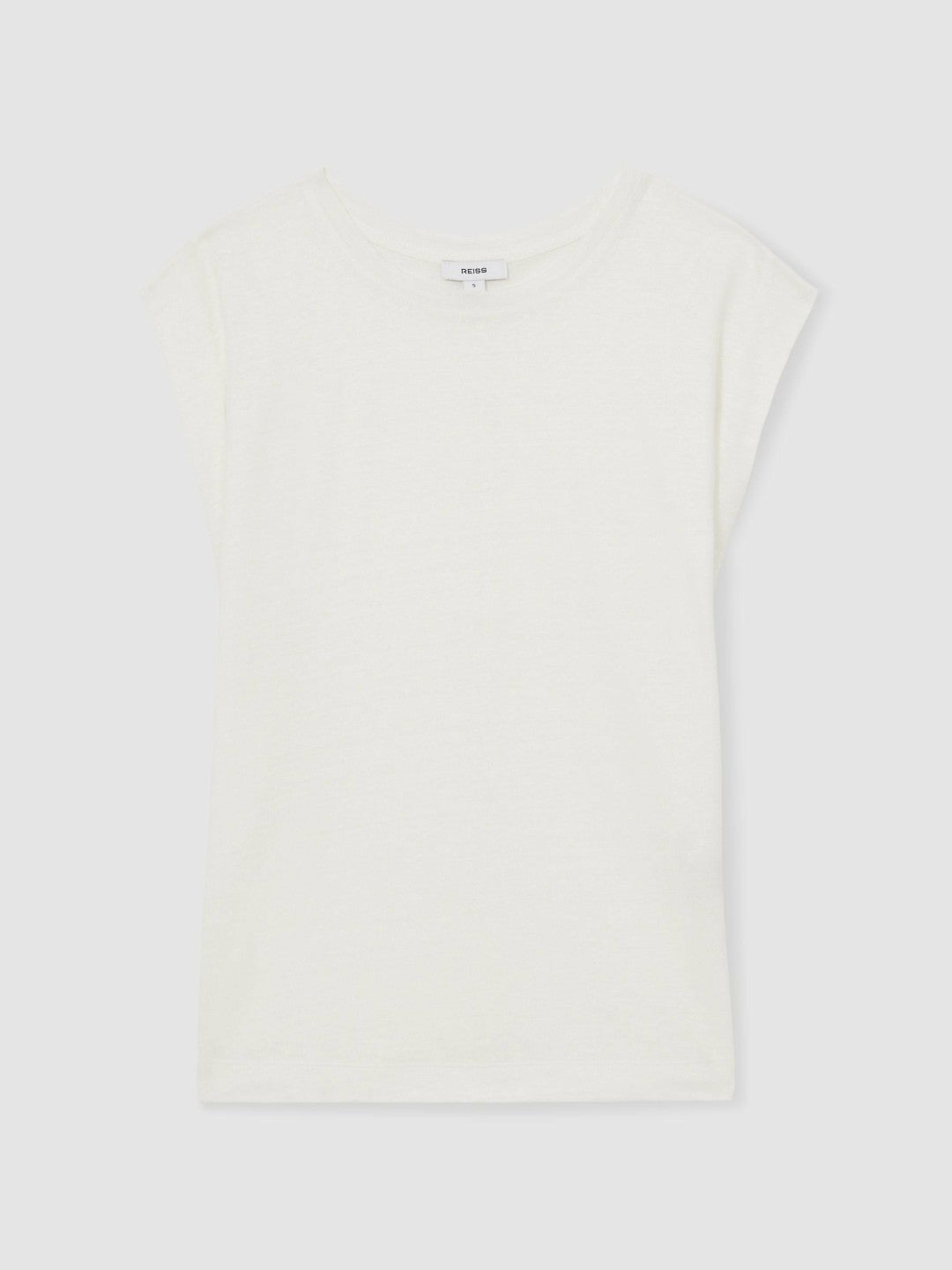 Linen Cap-Sleeve T-Shirt in White