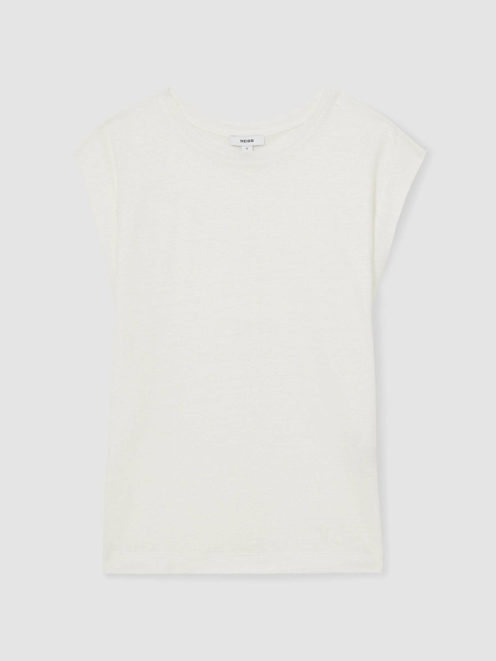 Linen Cap-Sleeve T-Shirt in White