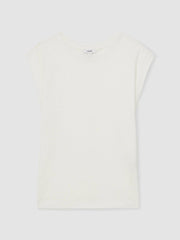 Linen Cap-Sleeve T-Shirt in White