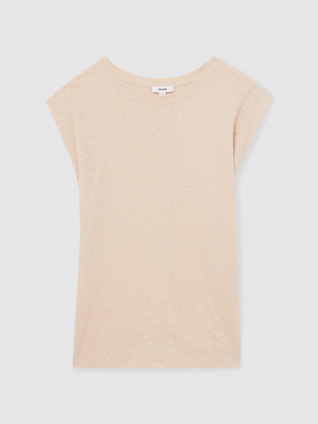 Linen Cap-Sleeve T-Shirt in Peach