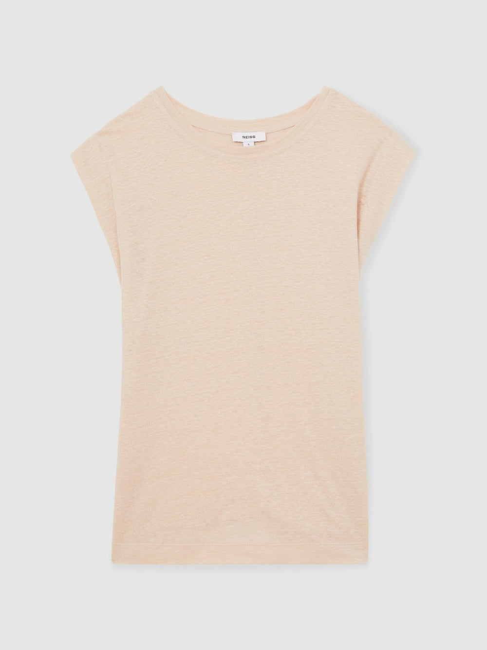 Linen Cap-Sleeve T-Shirt in Peach