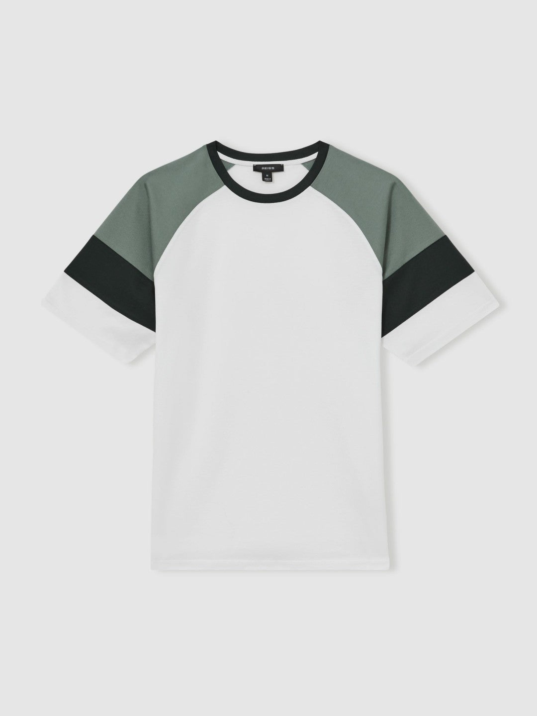 Mercerised-Cotton Colourblock T-Shirt in White/Sage