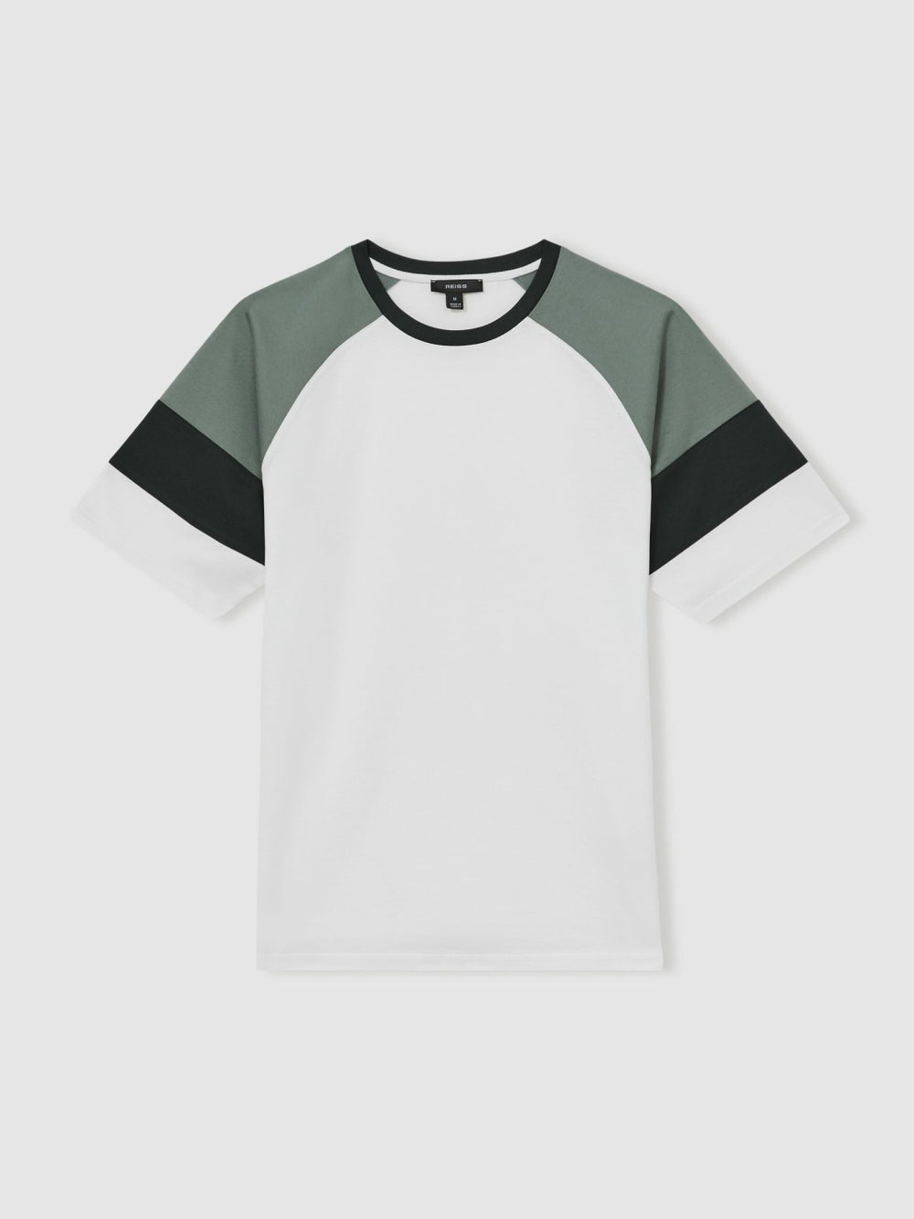 Mercerised-Cotton Colourblock T-Shirt in White/Sage