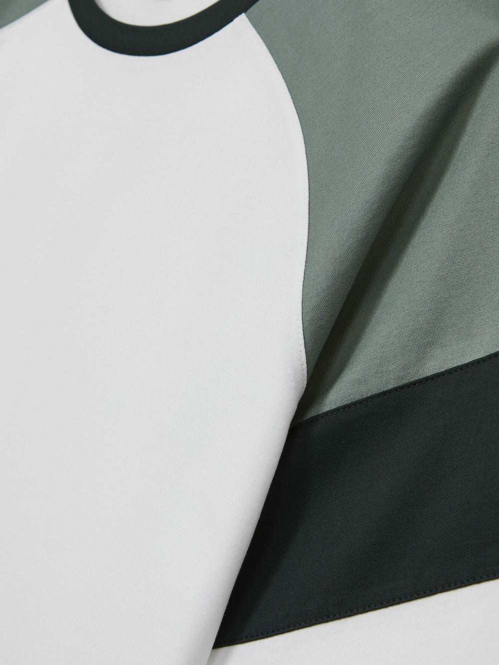 Mercerised-Cotton Colourblock T-Shirt in White/Sage