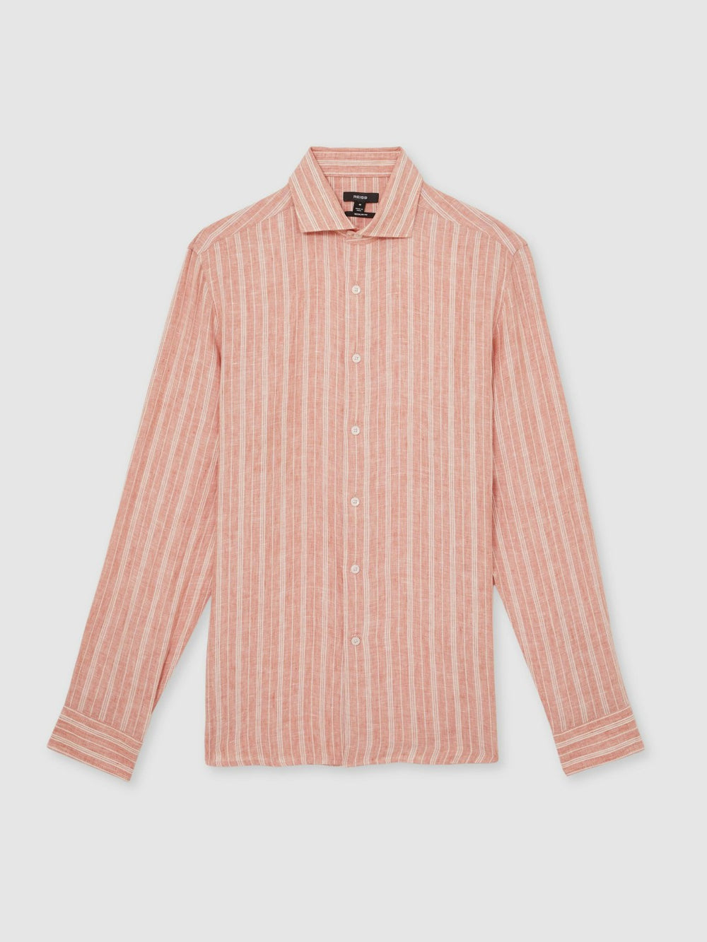 Linen Striped Long Sleeve Shirt in Pink Rose/White Bengal Stripe