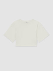 4-9 yrs Oversize Cotton Cropped T-Shirt in Ivory