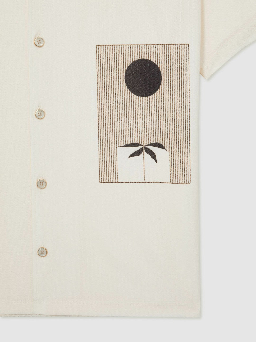 Graphic Print Cuban-Collar Shirt in White
