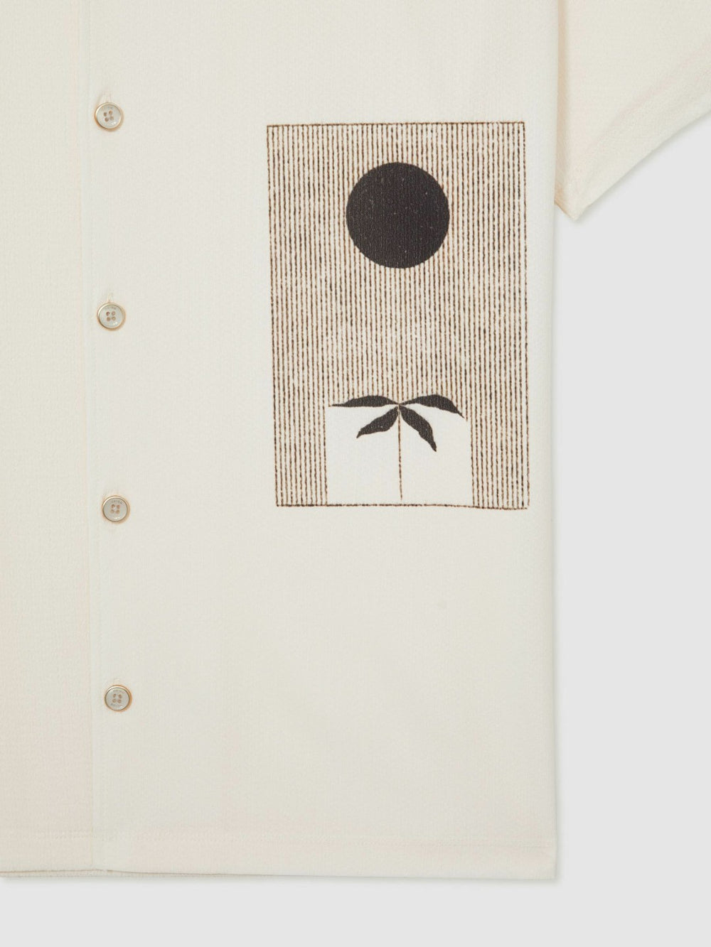 Graphic Print Cuban-Collar Shirt in White