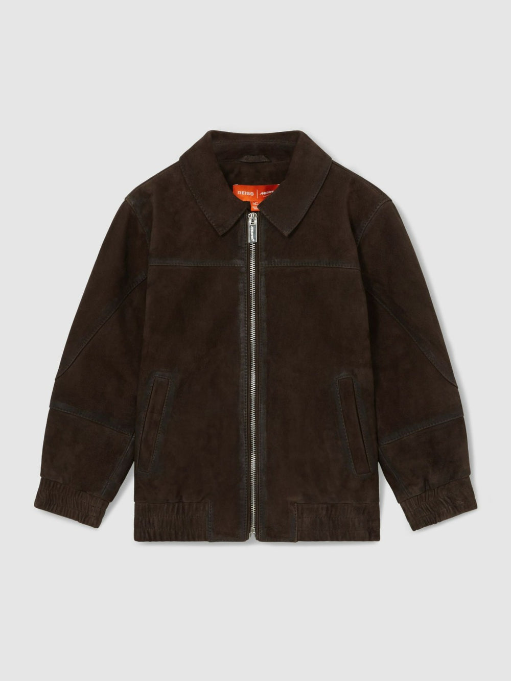 13-14 yrs Unisex Fit McLaren F1 Team Suede Bomber Jacket in Distressed Brown