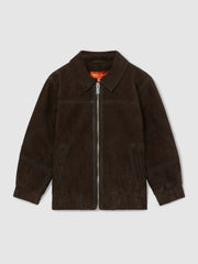 13-14 yrs Unisex Fit McLaren F1 Team Suede Bomber Jacket in Distressed Brown