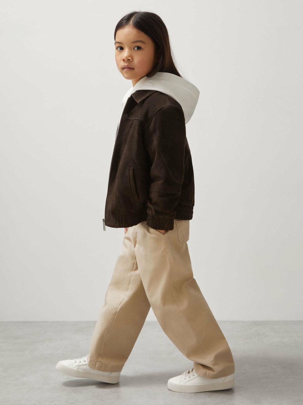 13-14 yrs Unisex Fit McLaren F1 Team Suede Bomber Jacket in Distressed Brown