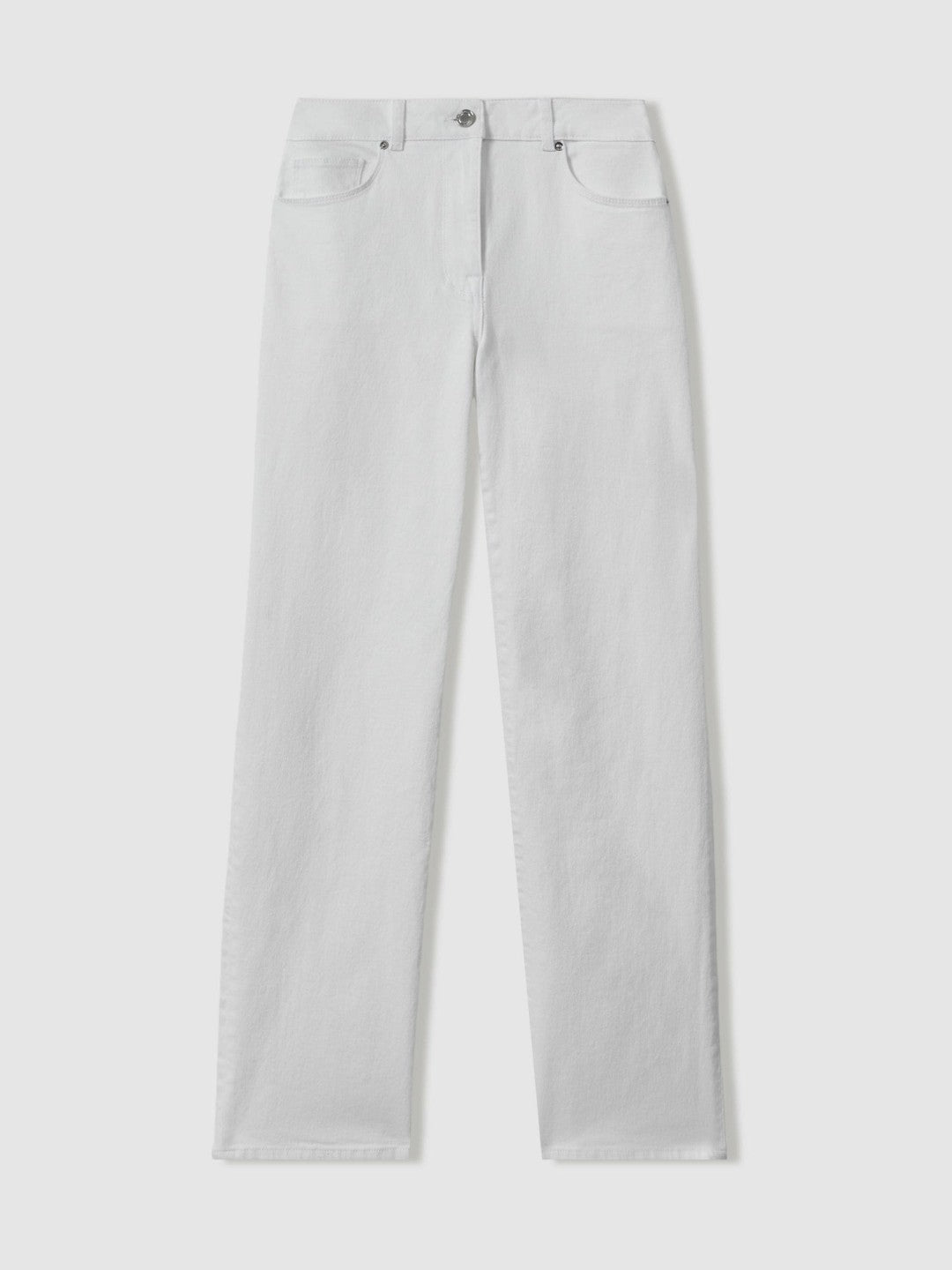 Petite Mid-Rise Straight-Leg Jeans in White