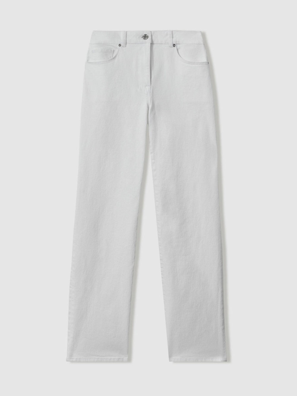 Petite Mid-Rise Straight-Leg Jeans in White