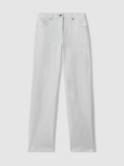 Petite Mid-Rise Straight-Leg Jeans in White