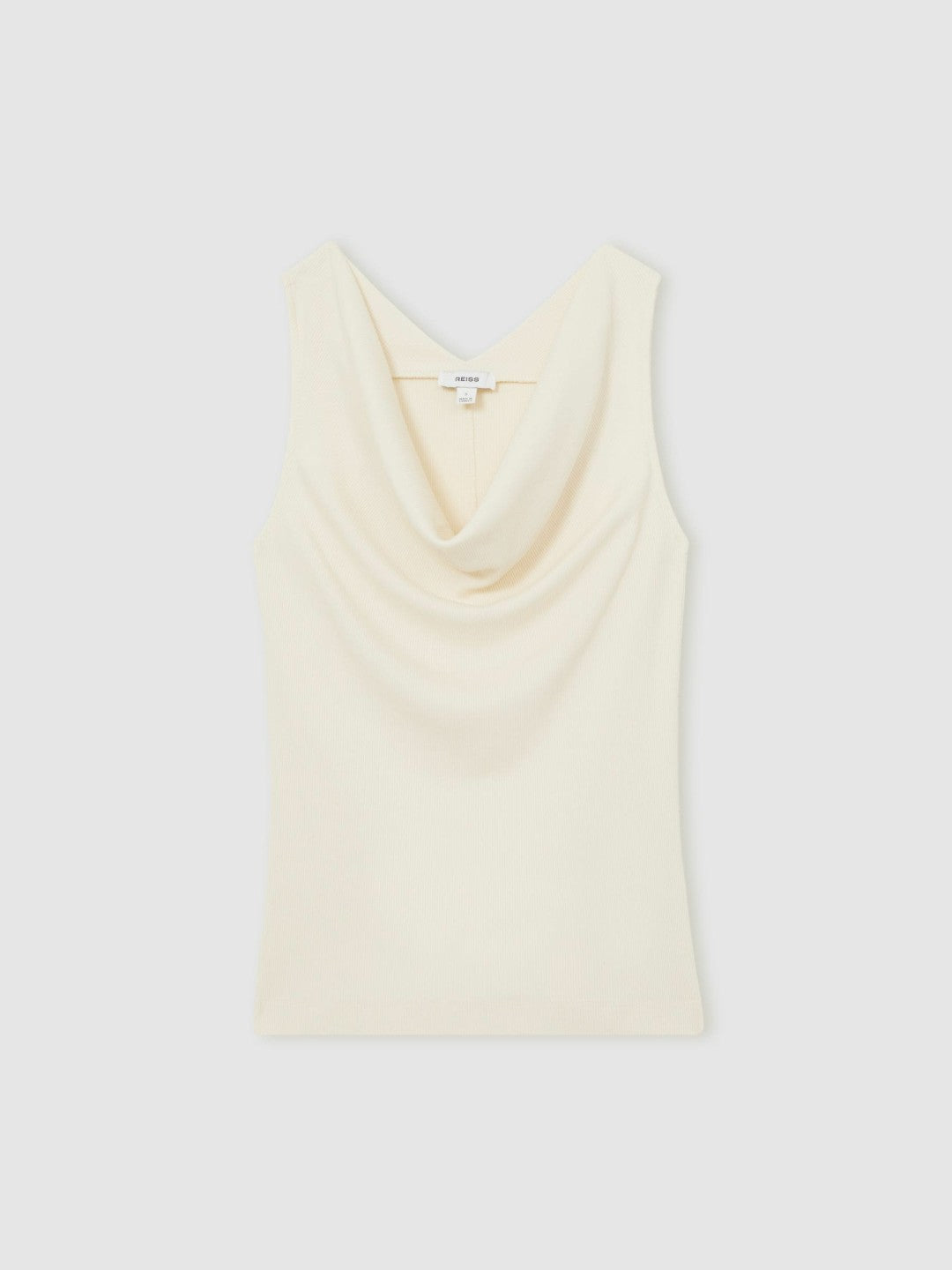 Ribbed Cowl-Neck Vest in Ivory