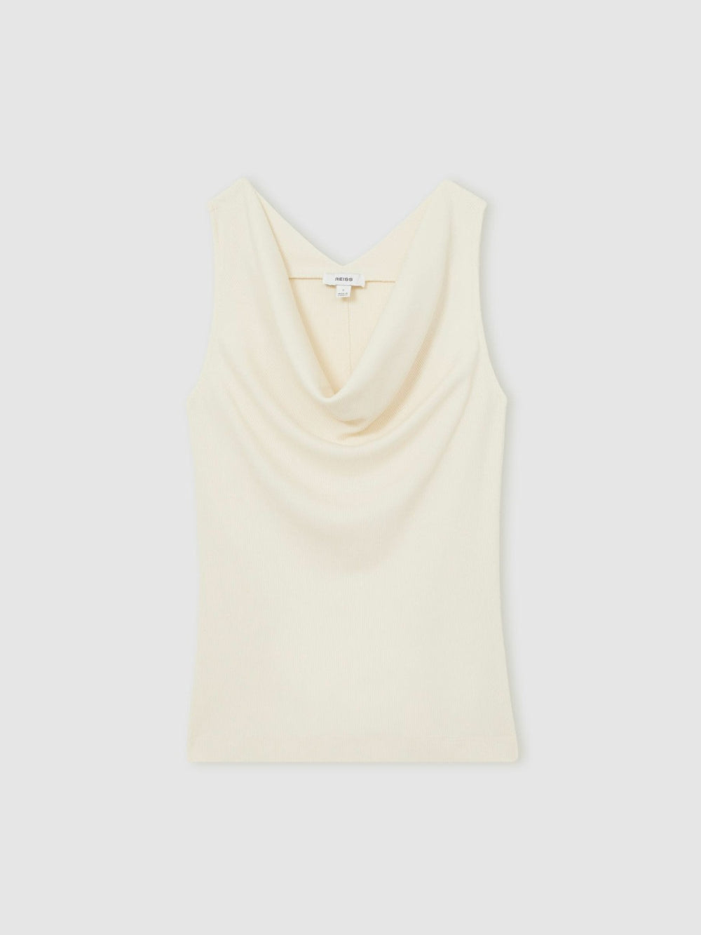 Ribbed Cowl-Neck Vest in Ivory