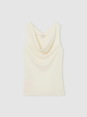 Ribbed Cowl-Neck Vest in Ivory